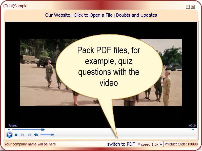 Screenshot of PDF packed with the video